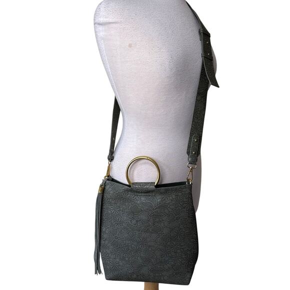 ANTHROPOLOGIE Ramona Floral Embossed Convertible Crossbody Purse - Picture 1 of 8
